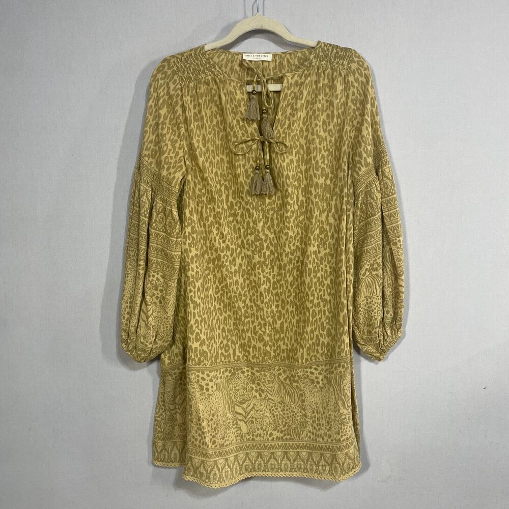 Spell Gold-Tan Long Sleeve Boho Tunic Dress